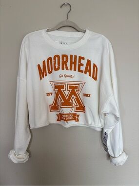Moorhead White Cropped Graphic Sweatshirt